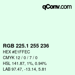 カラーコード: RGB 225.1 255 236 | qconv.com