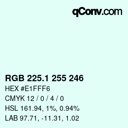 カラーコード: RGB 225.1 255 246 | qconv.com