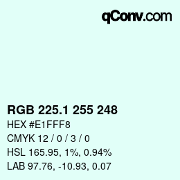 カラーコード: RGB 225.1 255 248 | qconv.com