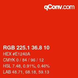 カラーコード: RGB 225.1 36.8 10 | qconv.com