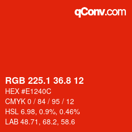 カラーコード: RGB 225.1 36.8 12 | qconv.com