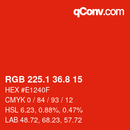 カラーコード: RGB 225.1 36.8 15 | qconv.com