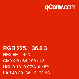 カラーコード: RGB 225.1 36.8 3 | qconv.com