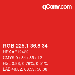 カラーコード: RGB 225.1 36.8 34 | qconv.com