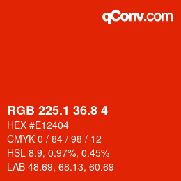 カラーコード: RGB 225.1 36.8 4 | qconv.com