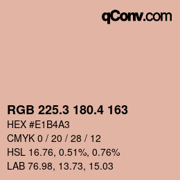 カラーコード: RGB 225.3 180.4 163 | qconv.com