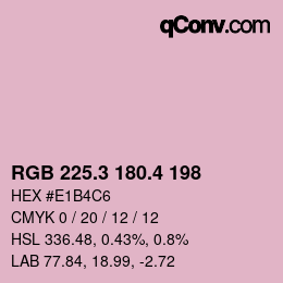 カラーコード: RGB 225.3 180.4 198 | qconv.com