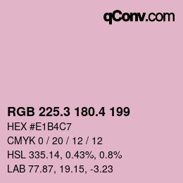 カラーコード: RGB 225.3 180.4 199 | qconv.com