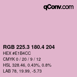 カラーコード: RGB 225.3 180.4 204 | qconv.com