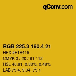 カラーコード: RGB 225.3 180.4 21 | qconv.com