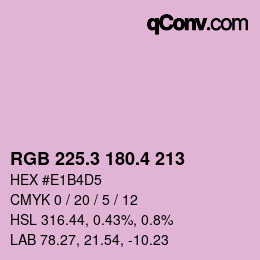 カラーコード: RGB 225.3 180.4 213 | qconv.com