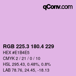 カラーコード: RGB 225.3 180.4 229 | qconv.com