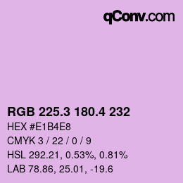 カラーコード: RGB 225.3 180.4 232 | qconv.com
