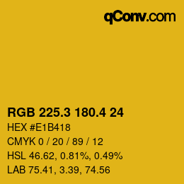 カラーコード: RGB 225.3 180.4 24 | qconv.com