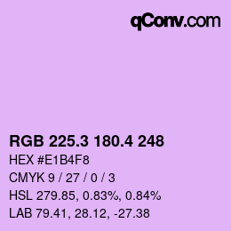 カラーコード: RGB 225.3 180.4 248 | qconv.com