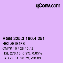 カラーコード: RGB 225.3 180.4 251 | qconv.com