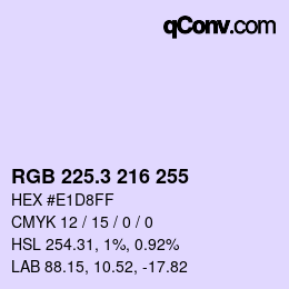 カラーコード: RGB 225.3 216 255 | qconv.com