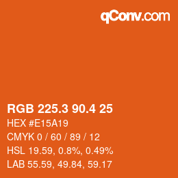 カラーコード: RGB 225.3 90.4 25 | qconv.com