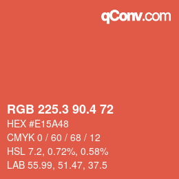 カラーコード: RGB 225.3 90.4 72 | qconv.com
