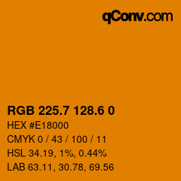 カラーコード: RGB 225.7 128.6 0 | qconv.com