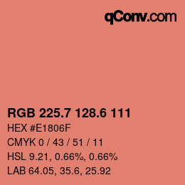 カラーコード: RGB 225.7 128.6 111 | qconv.com