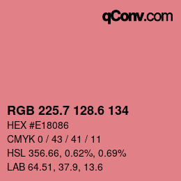 カラーコード: RGB 225.7 128.6 134 | qconv.com