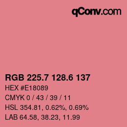 カラーコード: RGB 225.7 128.6 137 | qconv.com