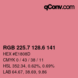 カラーコード: RGB 225.7 128.6 141 | qconv.com
