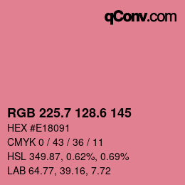 カラーコード: RGB 225.7 128.6 145 | qconv.com