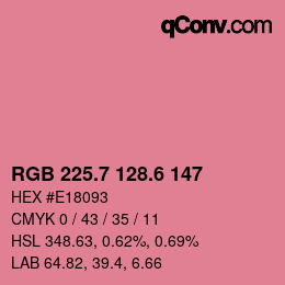 カラーコード: RGB 225.7 128.6 147 | qconv.com