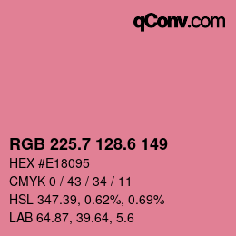 カラーコード: RGB 225.7 128.6 149 | qconv.com
