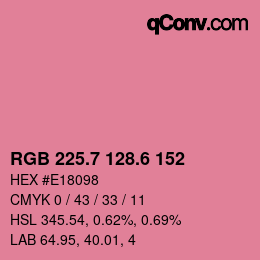 カラーコード: RGB 225.7 128.6 152 | qconv.com