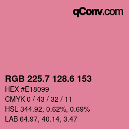 カラーコード: RGB 225.7 128.6 153 | qconv.com