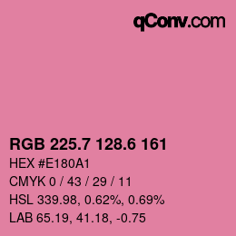 カラーコード: RGB 225.7 128.6 161 | qconv.com