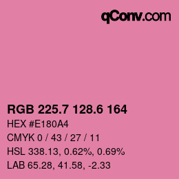 カラーコード: RGB 225.7 128.6 164 | qconv.com