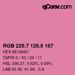 カラーコード: RGB 225.7 128.6 167 | qconv.com