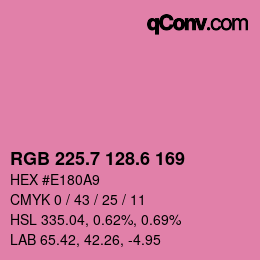 カラーコード: RGB 225.7 128.6 169 | qconv.com