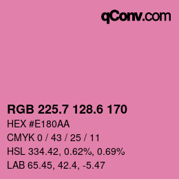 カラーコード: RGB 225.7 128.6 170 | qconv.com