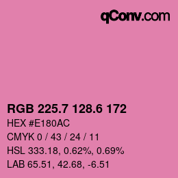 カラーコード: RGB 225.7 128.6 172 | qconv.com
