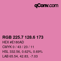 カラーコード: RGB 225.7 128.6 173 | qconv.com