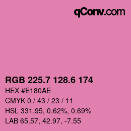 カラーコード: RGB 225.7 128.6 174 | qconv.com