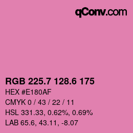 カラーコード: RGB 225.7 128.6 175 | qconv.com