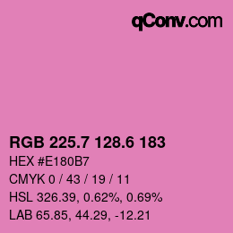 カラーコード: RGB 225.7 128.6 183 | qconv.com