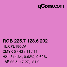 カラーコード: RGB 225.7 128.6 202 | qconv.com