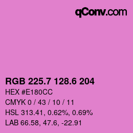 カラーコード: RGB 225.7 128.6 204 | qconv.com