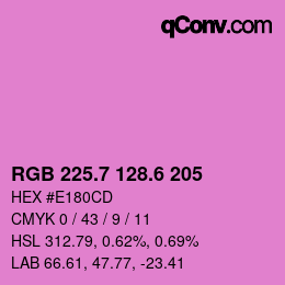 カラーコード: RGB 225.7 128.6 205 | qconv.com