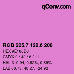 カラーコード: RGB 225.7 128.6 208 | qconv.com