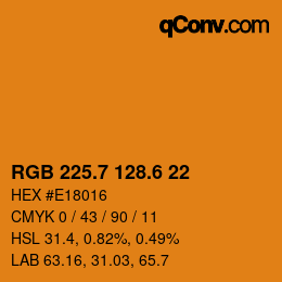 カラーコード: RGB 225.7 128.6 22 | qconv.com