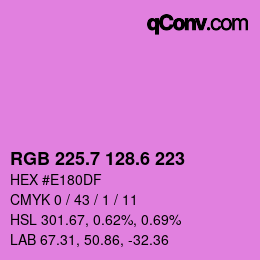 カラーコード: RGB 225.7 128.6 223 | qconv.com