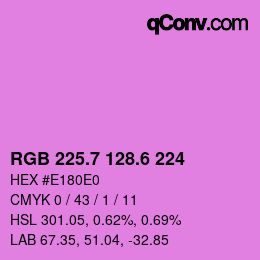 カラーコード: RGB 225.7 128.6 224 | qconv.com